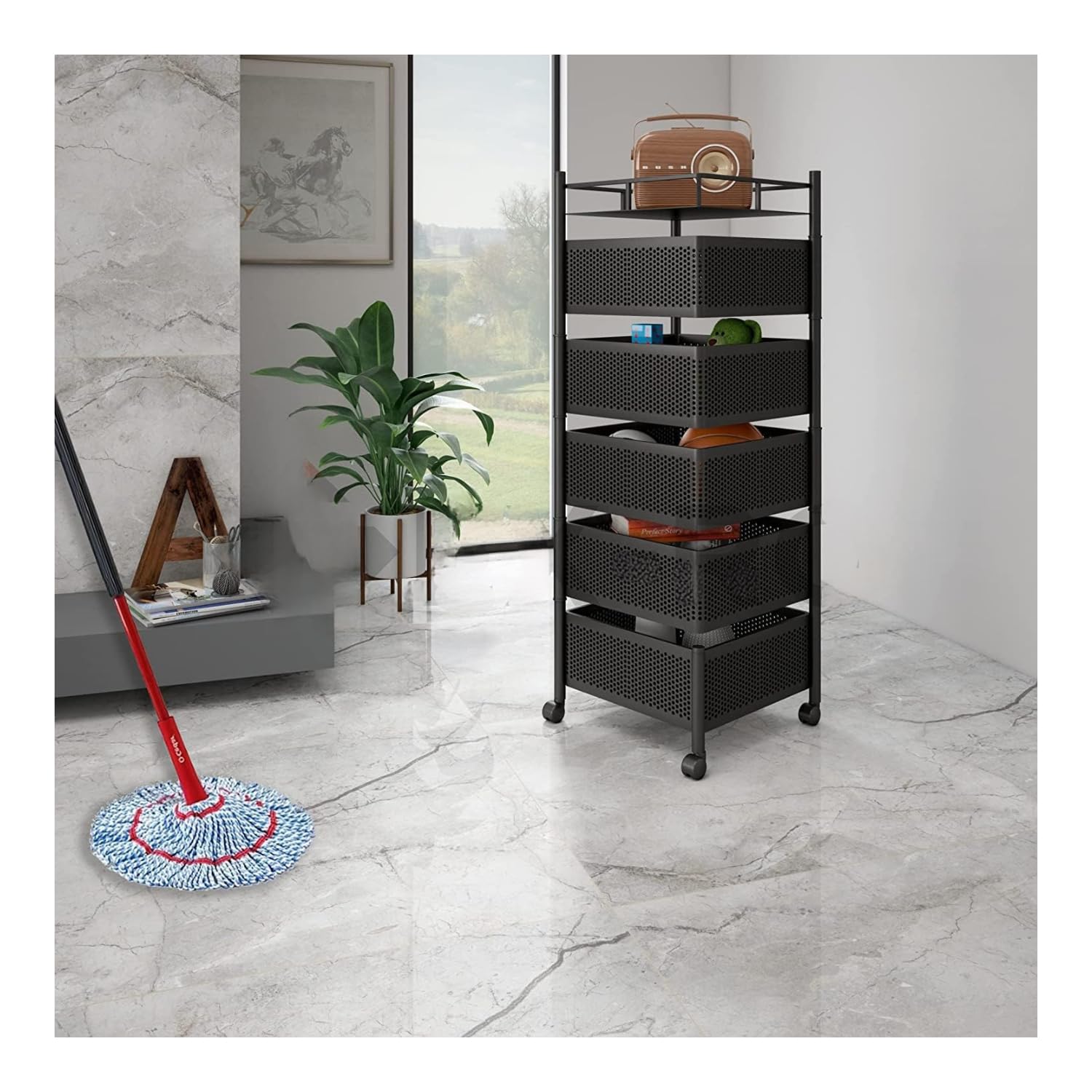 Privesh ABS Plastic&Steel Portable Cutlery Holder For Kitchen Storage Rack Square Design Fruits&Vegetable, Cutlery,Spice,Jars Co